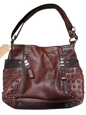 B Makowsky Studded Leather Shoulder Bag